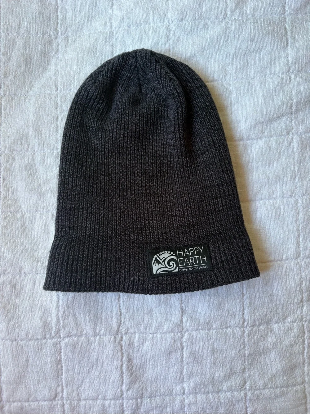 Happy Earth 100% Organic Cotton Dark Grey Ribbed Beanie